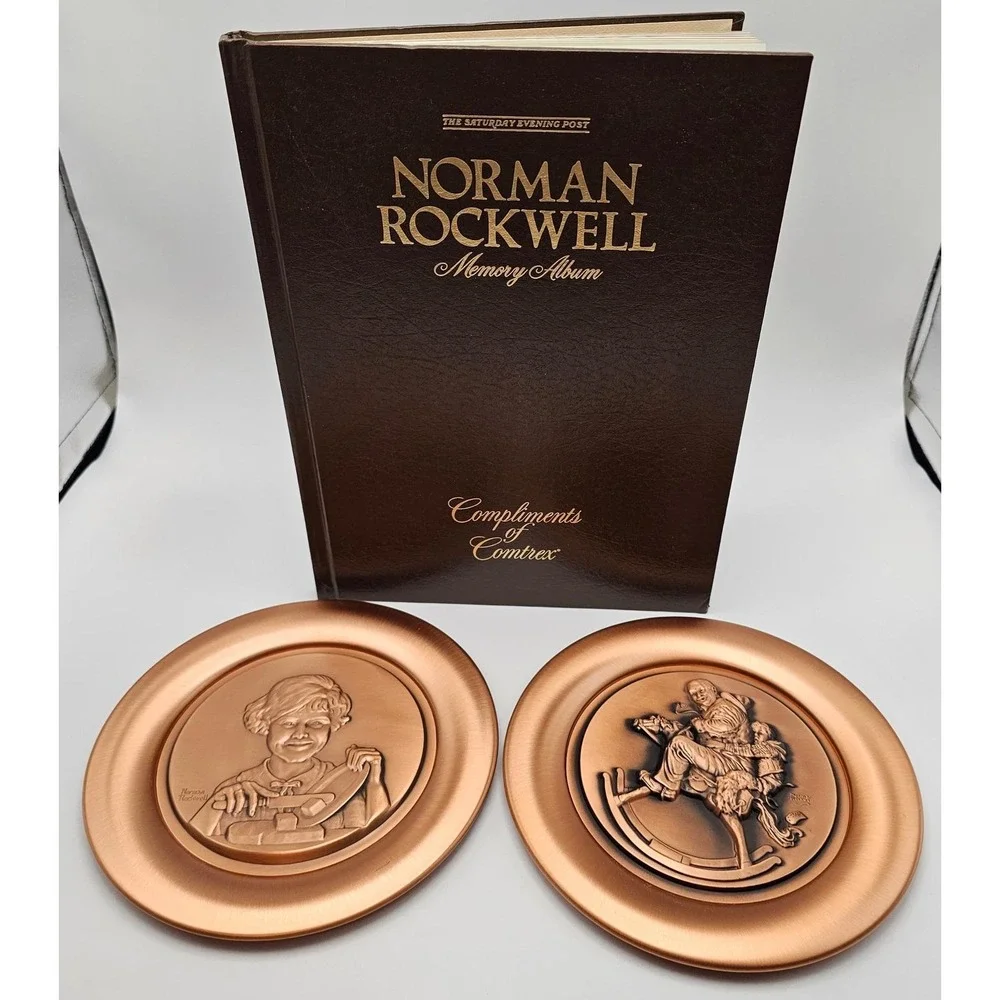 Norman Rockwell Memory Album‎ and Buttergirl Collector Plate Set Copper